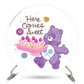 Lofaris Purple Bear Cakes Sweet Round Baby Shower Backdrop